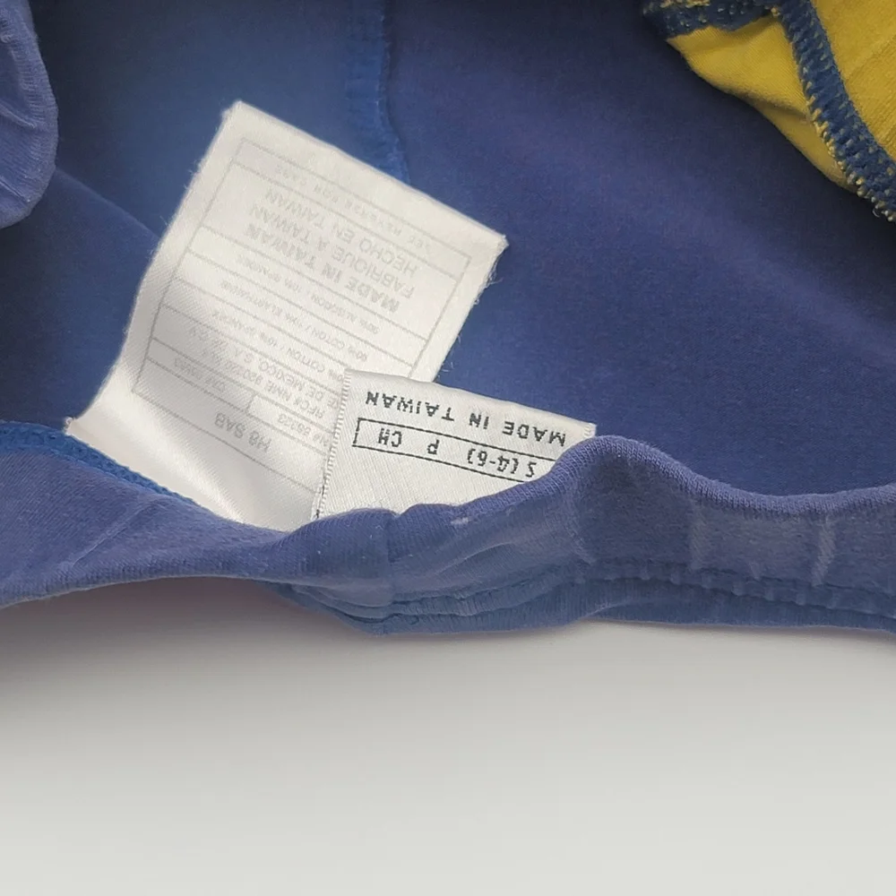 Nike Sports Bra and Shorts,  Chartreuse/Mustard Yellow and Denim Blue, Small - Picture 10 of 11